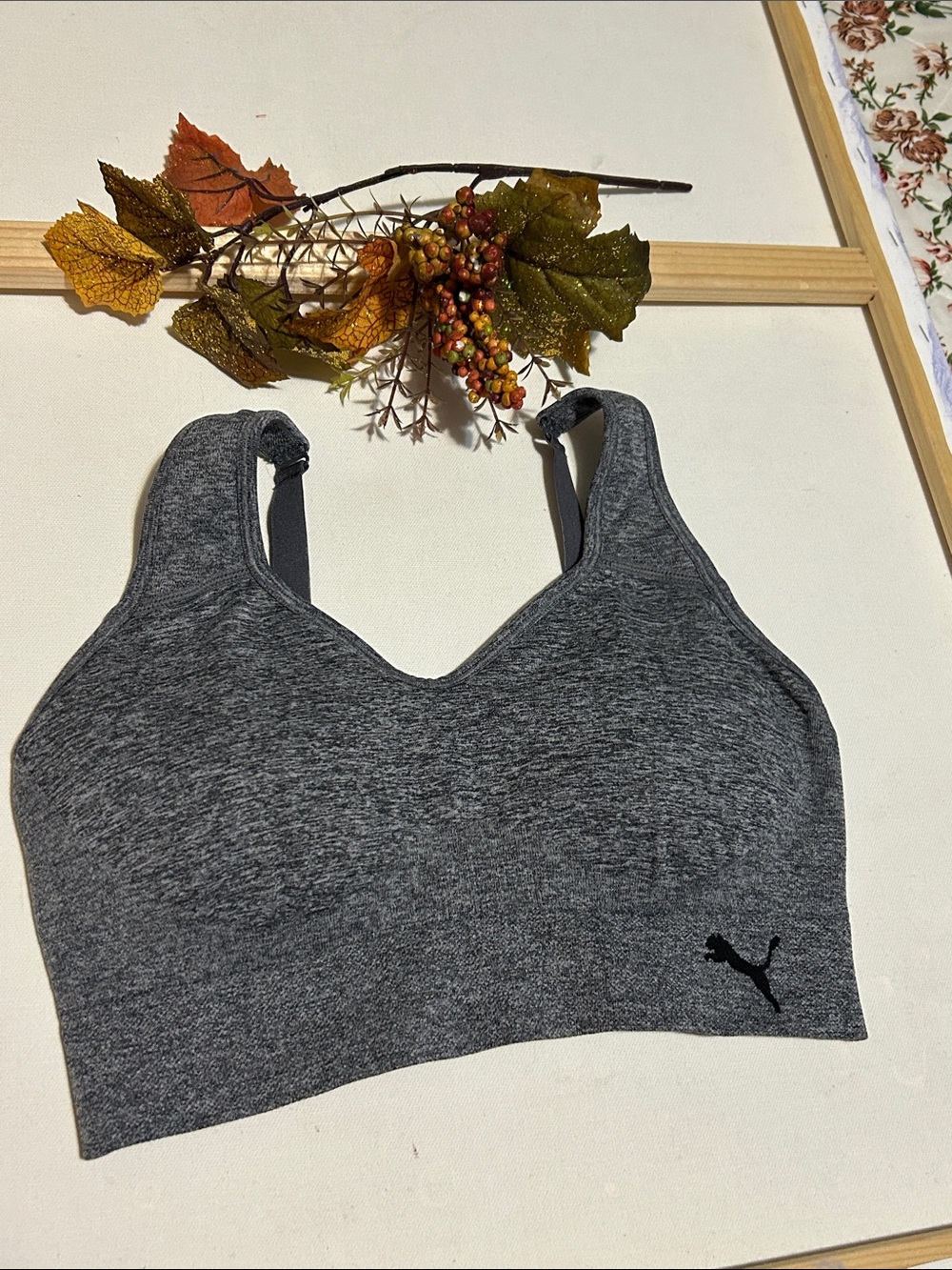 Puma Women's Charcoal Gray Seamless Sports Bra